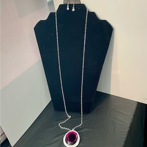 Paparazzi Long Pink Necklace & Earring Set